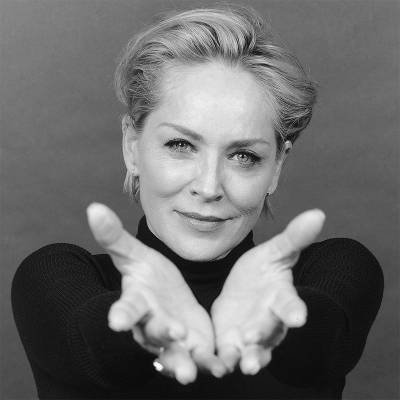 Black and white photography of Sharon Stone
